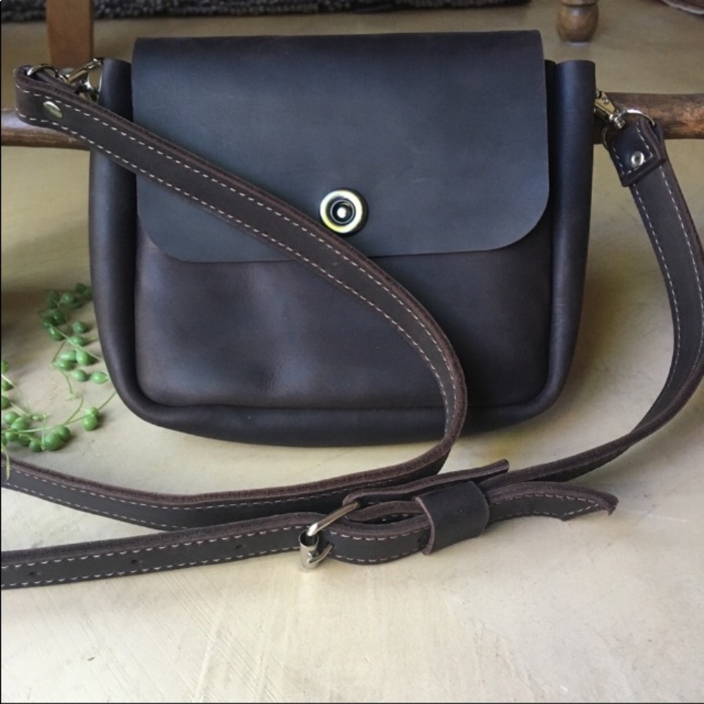Leather Snap Crossbody Purse